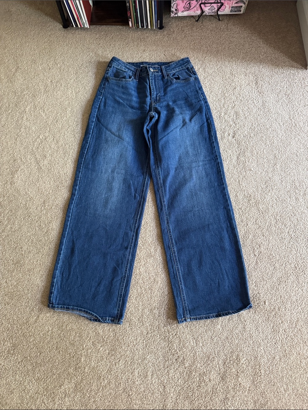 High Rise Wide Leg Women's Jeans in Dark Blue